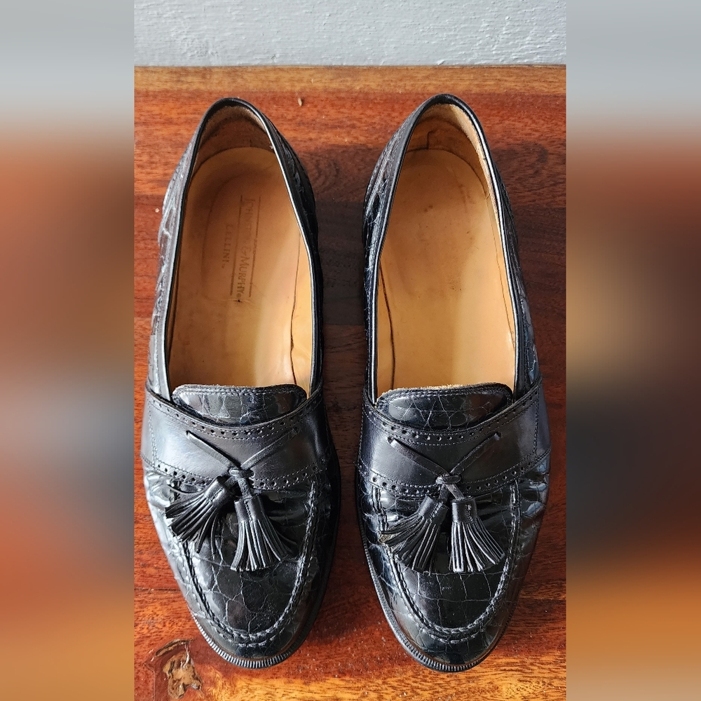JOHNSTON & MURPHY Black Crocodile Leather dress shoes